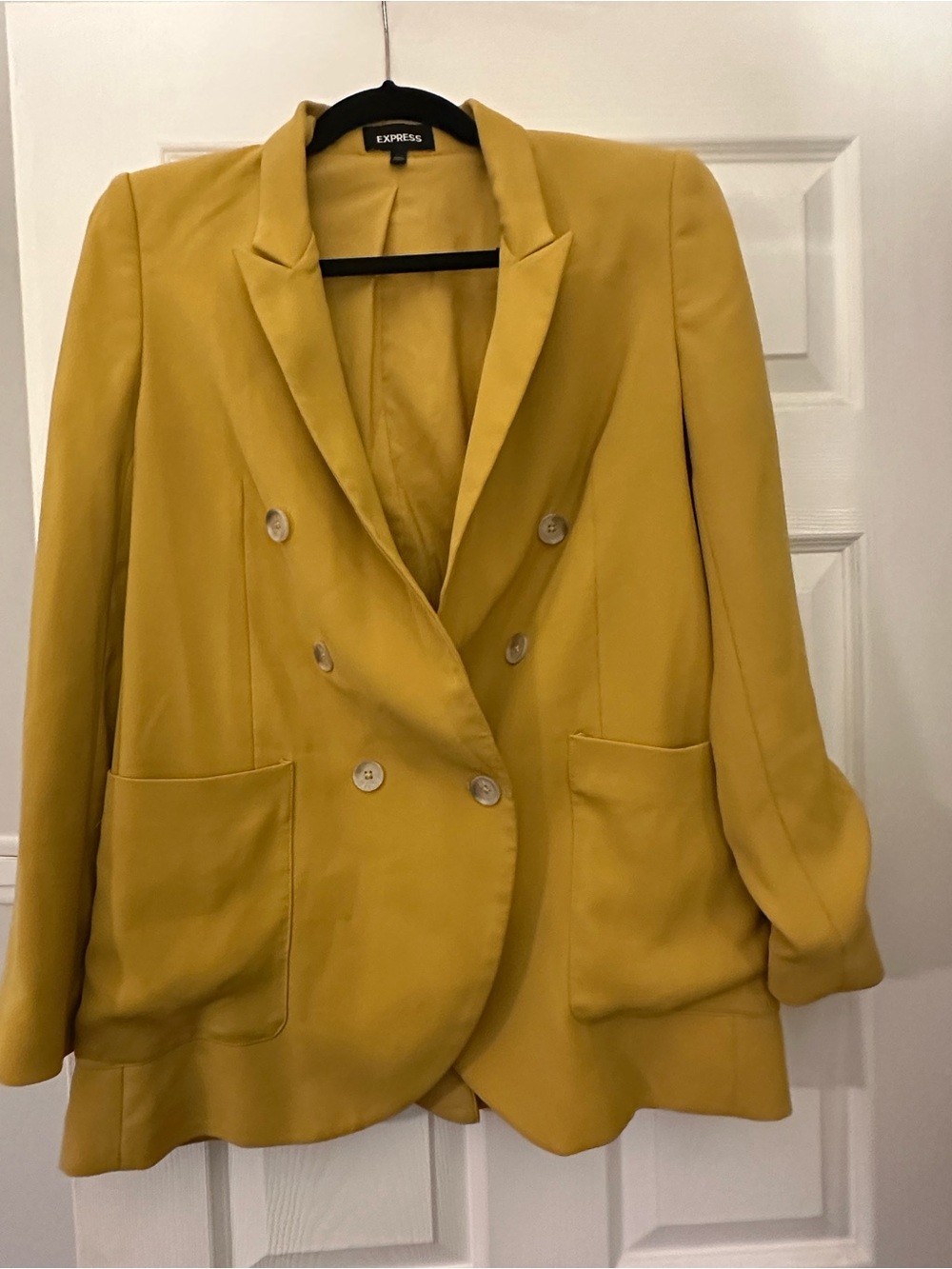 Express Women's Double-Breasted Mustard Blazer